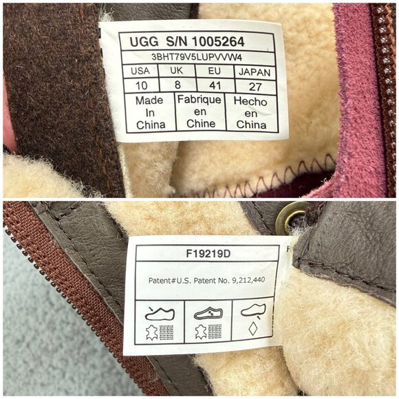 UGG Boots Womens 10 Shoes Brown Kesey Waterproof Shearling Zipper Ankle Booties - Picture 8 of 13